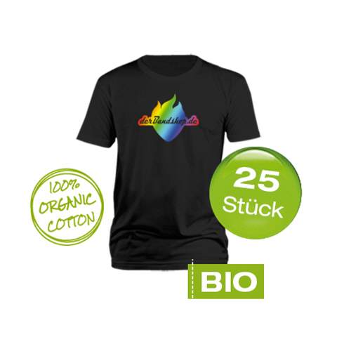 25 Bio Bandshirts mit 5-farbigem Druck